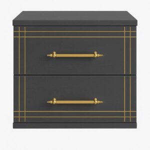 Cabinet K2 Anthracite TR | 2-Drawer Storage Unit with Gold Accents