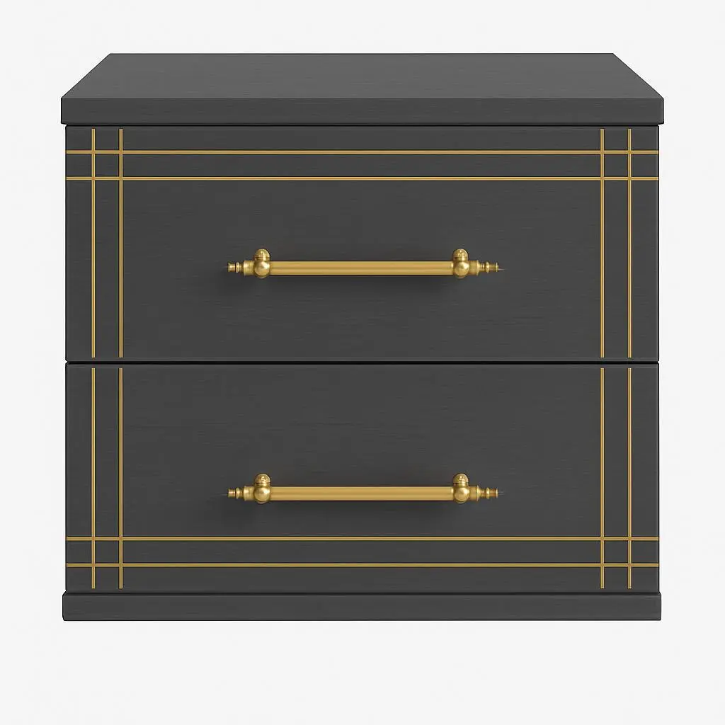 Cabinet K2 Anthracite TR | 2-Drawer Storage Unit with Gold Accents
