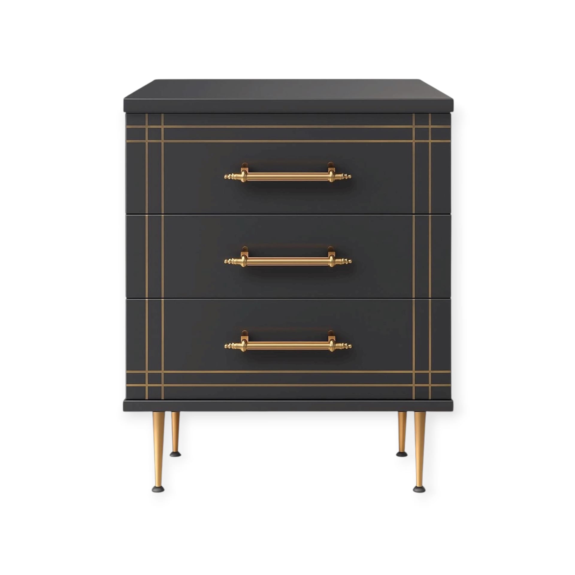 Cabinet K3 Anthracite TR | 3-Drawer Storage Unit with Gold Accents