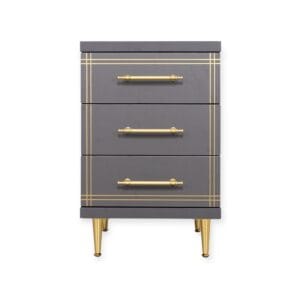 Cabinet ST-19 | 3-Drawer Grey Storage Unit with Gold Accents