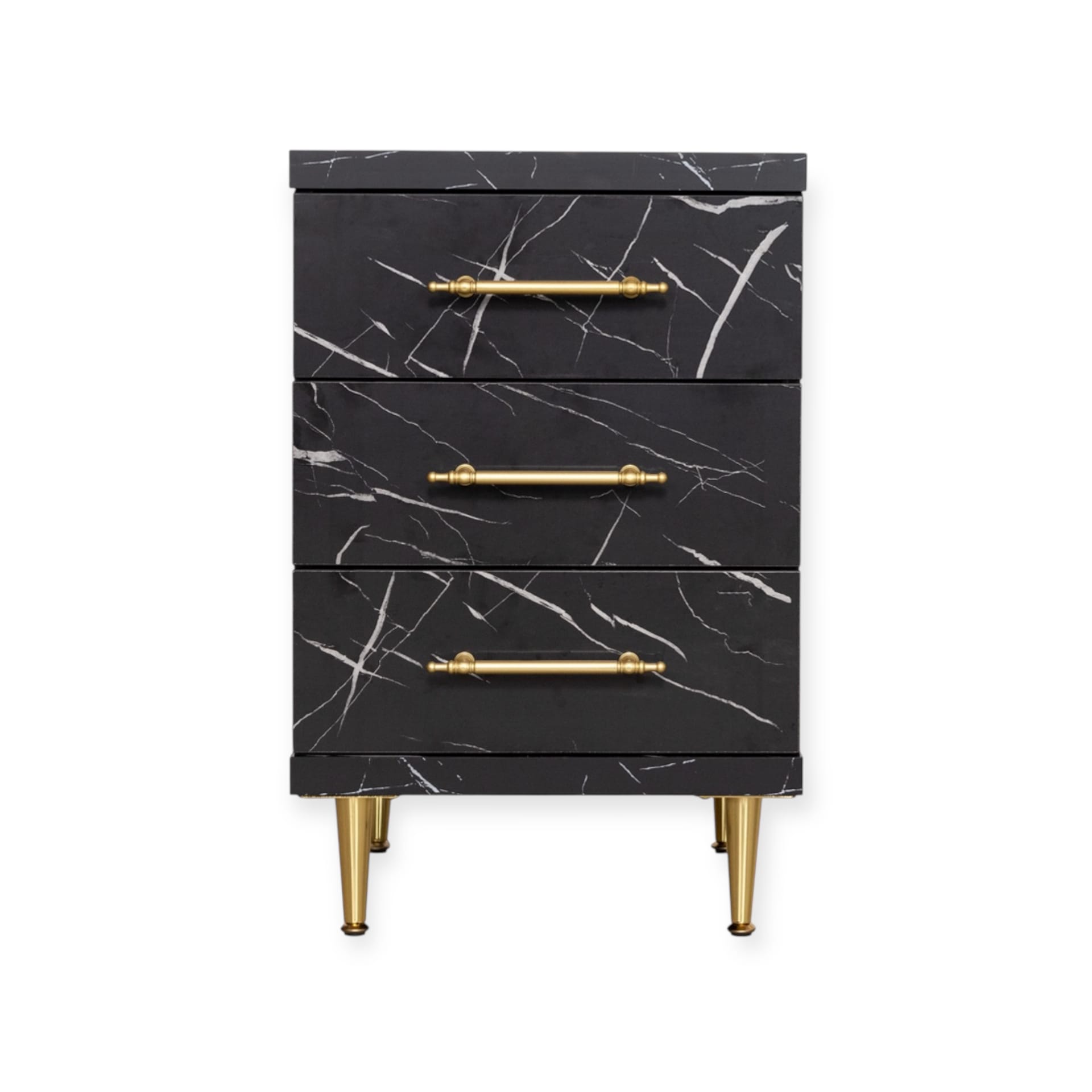 Cabinet ST-19 | 3-Drawer Storage Unit with Elegant Gold Accents | Colour 730