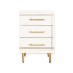 Cabinet ST-19 | 3-Drawer White Storage Unit with Gold Accents