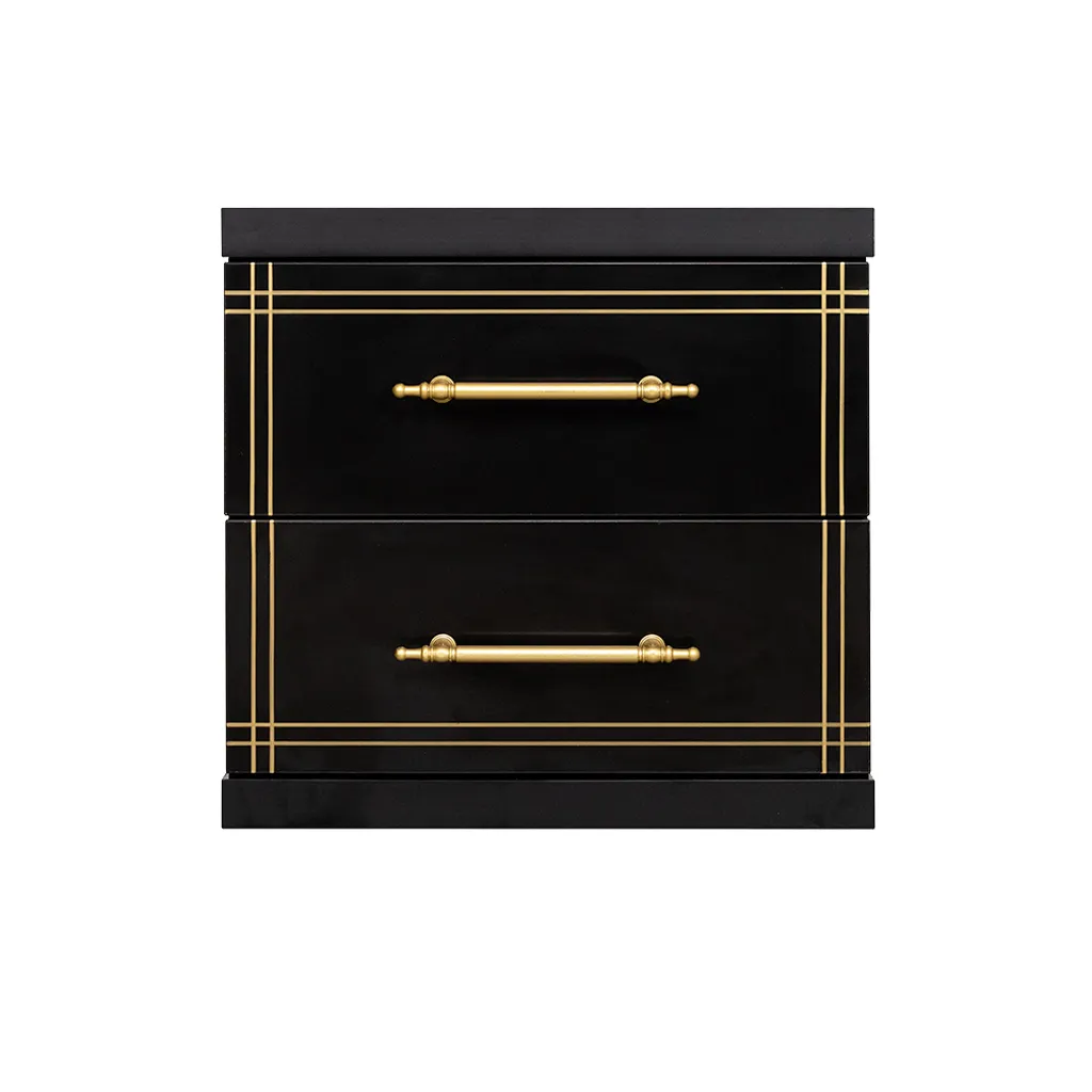 Cabinet ST-20 Black | 2-Drawer Storage Unit with Gold Accents