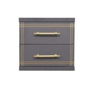 Cabinet ST-20 | Grey | 2-Drawer Storage Unit with Gold Accents