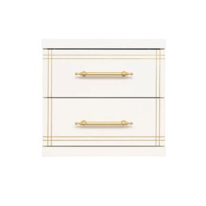 Cabinet ST-20 | White | 2-Drawer Storage Unit with Gold Accents