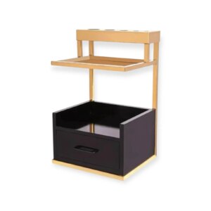 Cabinet TR-01 Black & Gold | Storage Unit with Shelves and Drawer