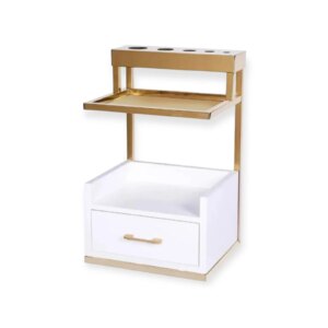 Cabinet TR-01 White & Gold Storage Unit with Shelves and Drawer