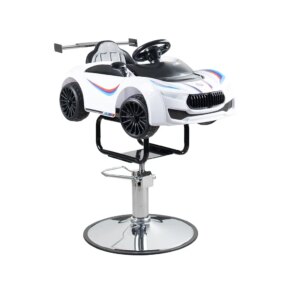 Children Barber Chair FR-33007 White | Kids Salon Chair with Steering Wheel