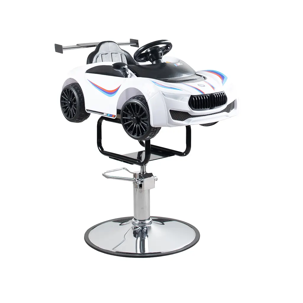 Children Barber Chair FR-33007 White | Kids Salon Chair with Steering Wheel
