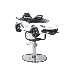Children Barber Chair FR-33011-WT Madrid White | Kids Salon Chair with Car Design