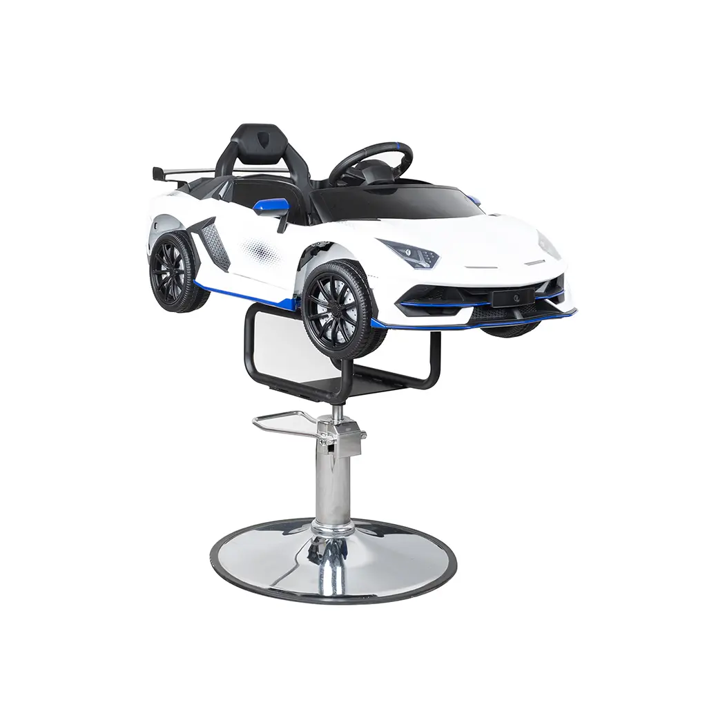 Children Barber Chair FR-33011-WT Madrid White | Kids Salon Chair with Car Design