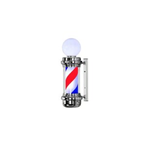 DITA Barber Pole Silver BP-02 98cm | LED Rotating Classic Barbershop Sign