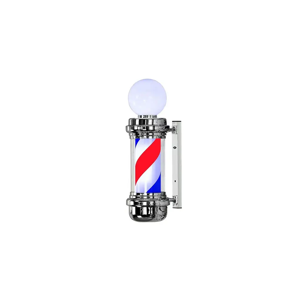 DITA Barber Pole Silver BP-02 98cm | LED Rotating Classic Barbershop Sign