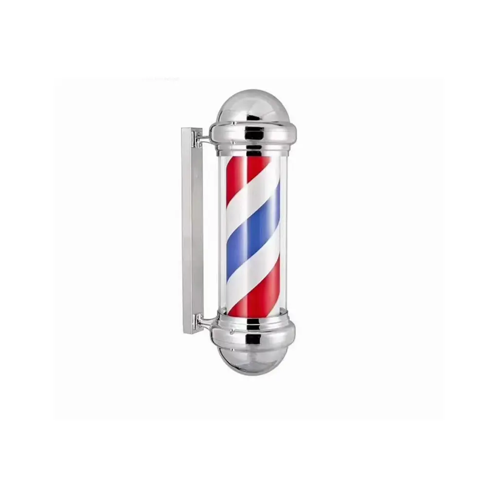 DITA Barber Pole Silver BP-05 – 128.5cm | LED Rotating Classic Barbershop Sign