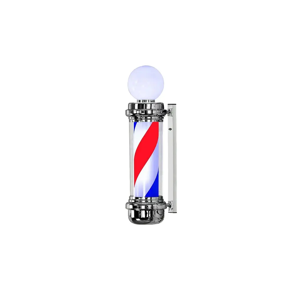 DITA Barber Pole Silver BP-07 98cm | LED Rotating Classic Barbershop Sign