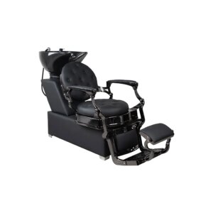 Shampoo Chair Boston | FR-78025 Black Chrome Frame | Black (004)