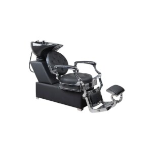 Shampoo Chair Istanbul | FR-78025 Silver Chrome Frame | Black (004)
