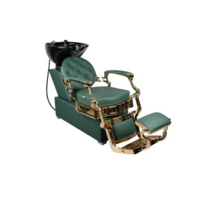 Shampoo Chair Rome | FR-78025 Gold Chrome Frame | Green (026)